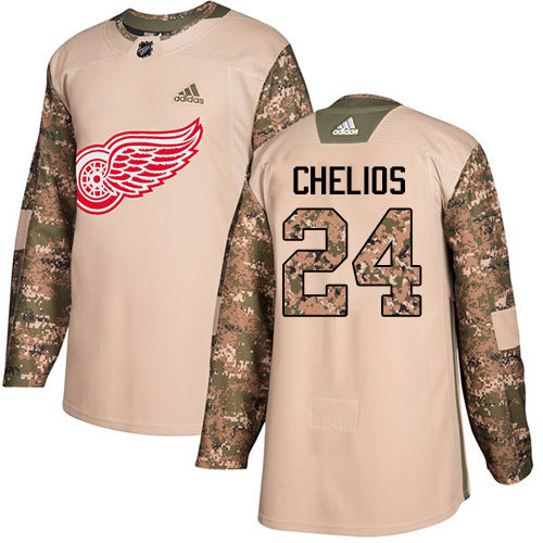 Adidas Red Wings #24 Chris Chelios Camo Authentic Veterans Day Stitched NHL Jersey